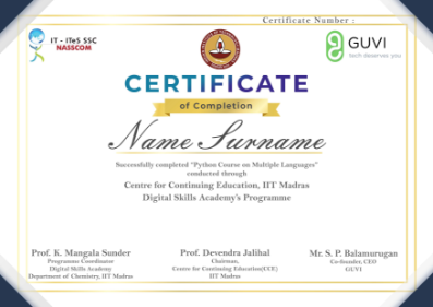 Python Course Certificate by Guvi